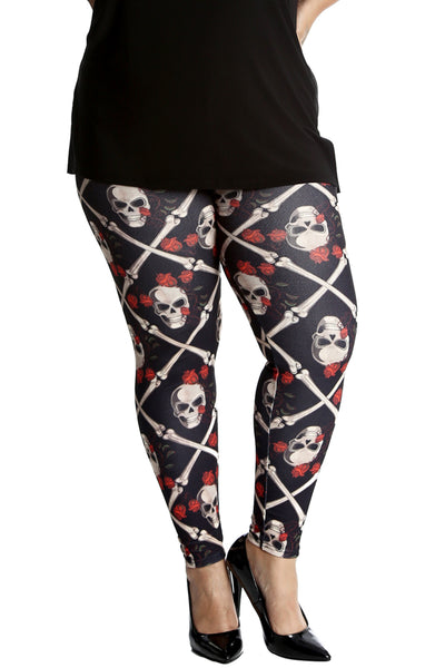 7177 Pirate Skull & Roses Leggings