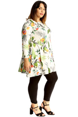 1671 Jungle Leaf Print Swing Top