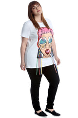 1530 Graphic Print Applique T-Shirt