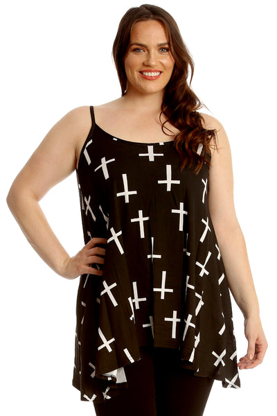 Cross Print Swing Cami Top