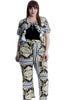 8041 Chain & Tassels Print Shrug & Trousers