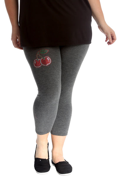 7212 Cherry Stud Cropped Leggings